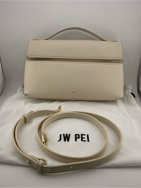JW PEI Cream Structured Top-Handle Crossbody